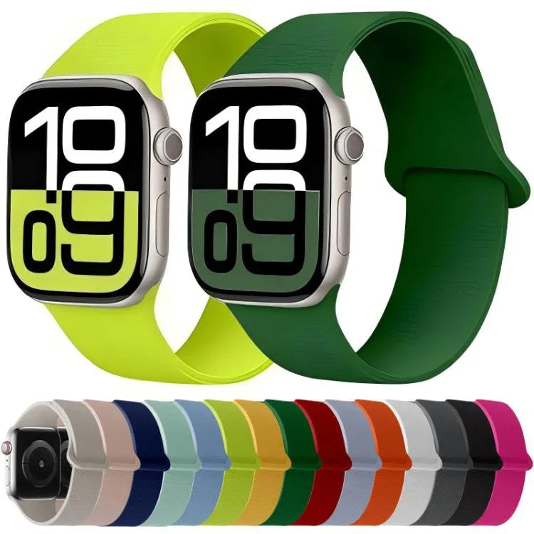 Lychee Pattern Magnetic Loop Silicone Watch Band, For Apple Watch 46mm / 49mm / 45mm / 44mm, For Apple Watch 42mm / 41mm / 40mm / 38mm