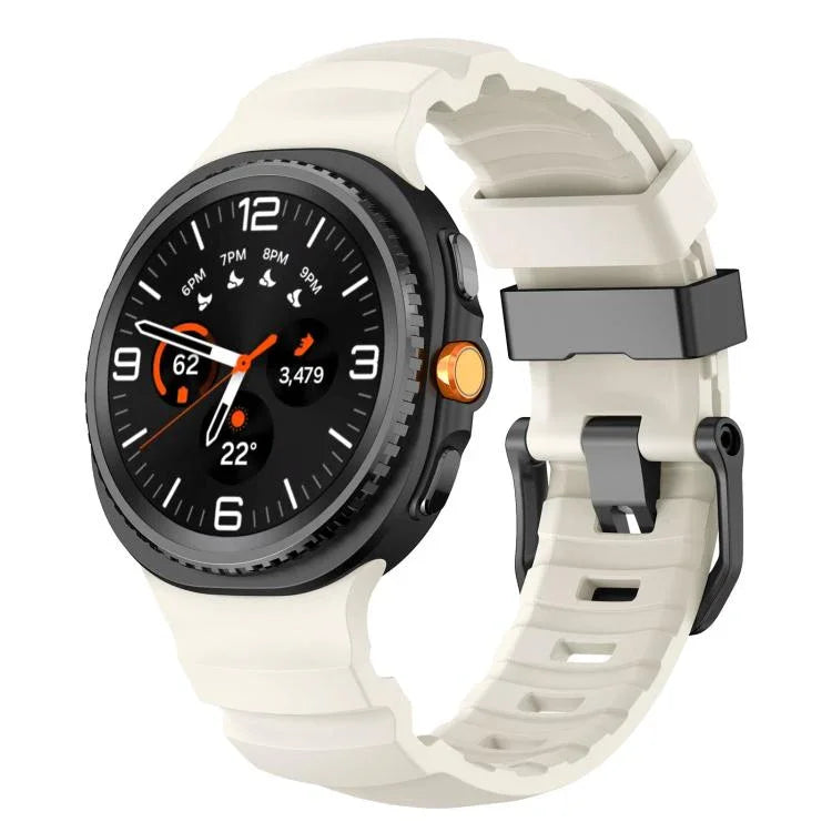 Black Buckle Sports Silicone Watch Band, For Samsung Galaxy Watch8 / Watch8 Classic