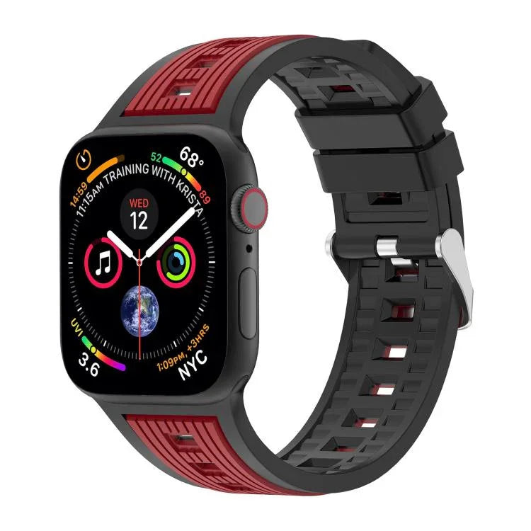 Two-Tone Vertical Stripe Silicone Watch Band, For Apple Watch 46mm / 49mm / 45mm / 44mm, For Apple Watch 42mm / 41mm / 40mm / 38mm