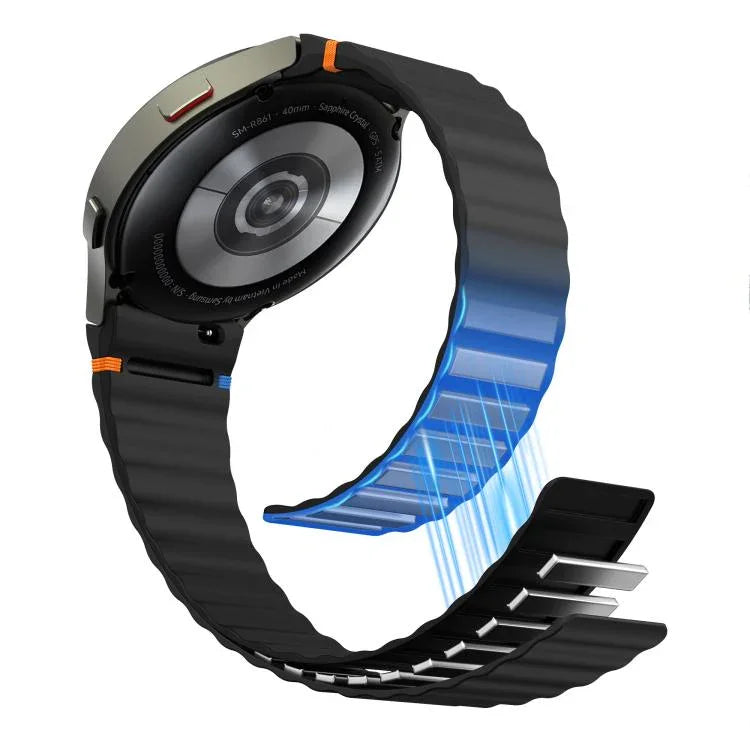Wavy Grain Stitched Magnetic Silicone Watch Band, For Samsung Galaxy Watch 7 / 6 / 5 / 4