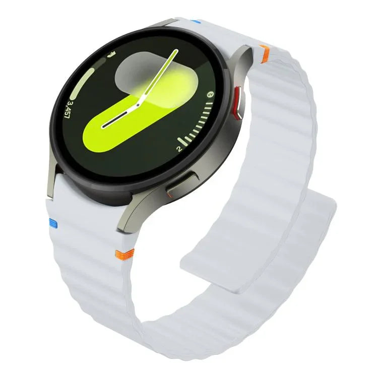 Wavy Grain Stitched Magnetic Silicone Watch Band, For Samsung Galaxy Watch 7 / 6 / 5 / 4