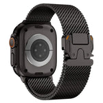 Metal Clasp Coarse Mesh Milan Stainless Steel Watch Band, For Apple Watch 46mm / 49mm / 45mm / 44mm