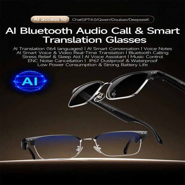 W100D Smart Glasses, Support AI Intelligent Translation / AI Conversation / BT Calling