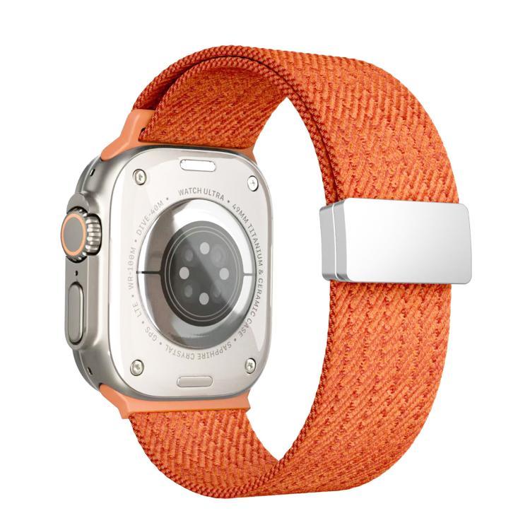 Single Color Magnetic Snap Four Strand Elastic Nylon Watch Band, For Apple Watch 46mm / 49mm / 45mm / 44mm, For Apple Watch 42mm / 41mm / 40mm / 38mm