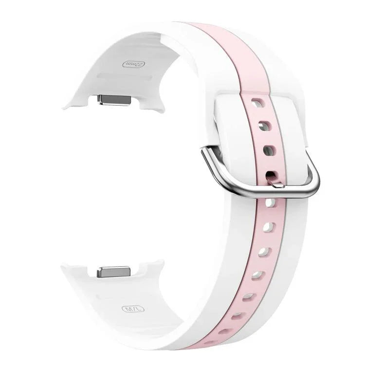Silver Buckle Vertical Stripe Two Color Silicone Watch Band, For Samsung Galaxy Watch8 / Watch8 Classic