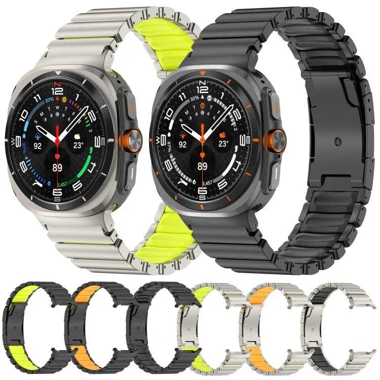 Turtle Buckle Dual Color Titanium Metal Silicone Watch Band, For Samsung Galaxy Watch8 / 8 Classic