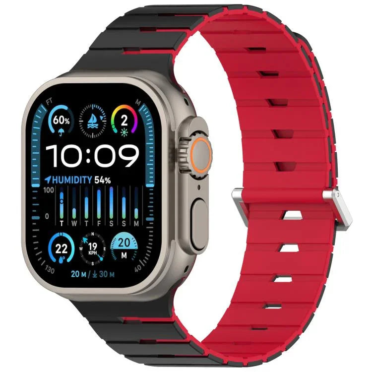 Melodica-Style Magnetic Dual-Color Silicone Watch Band, For Apple Watch 46mm / 49mm / 45mm / 44mm, For Apple Watch 42mm / 41mm / 40mm / 38mm