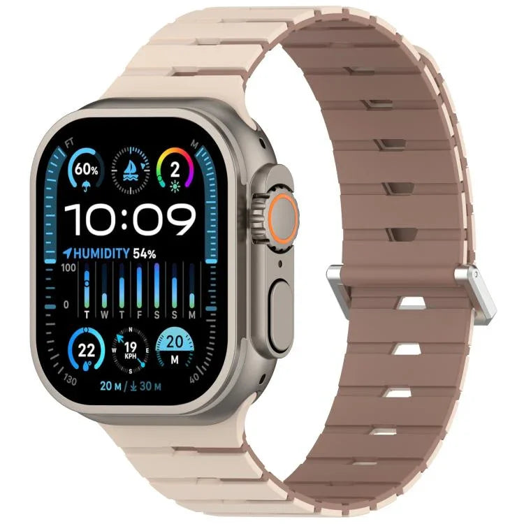 Melodica-Style Magnetic Dual-Color Silicone Watch Band, For Apple Watch 46mm / 49mm / 45mm / 44mm, For Apple Watch 42mm / 41mm / 40mm / 38mm
