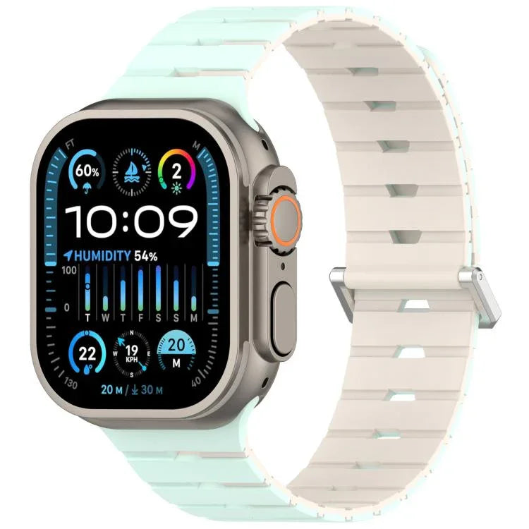Melodica-Style Magnetic Dual-Color Silicone Watch Band, For Apple Watch 46mm / 49mm / 45mm / 44mm, For Apple Watch 42mm / 41mm / 40mm / 38mm