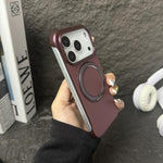 Frameless Leather-Skin PC MagSafe Holder Phone Case, For iPhone 13, For iPhone 12, For iPhone 12 Pro Max, For iPhone 12 Pro, For iPhone 11 Pro Max, For iPhone 11
