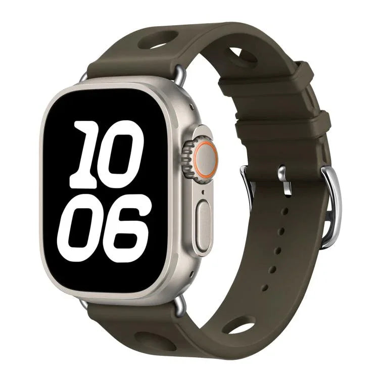 Ladder Buckle Holes Silicone Watch Band, For Apple Watch 46mm / 49mm / 45mm / 44mm, For Apple Watch 42mm / 41mm / 40mm / 38mm