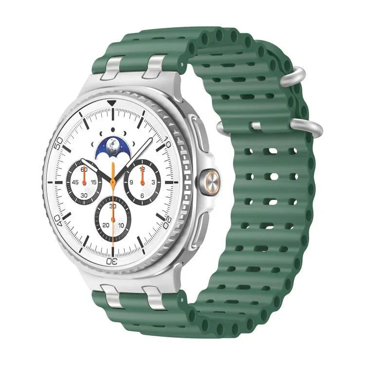 Ocean Breathable Holes Silver Ring Buckle Silicone Watch Band, For Samsung Galaxy Watch8 / Watch8 Classic