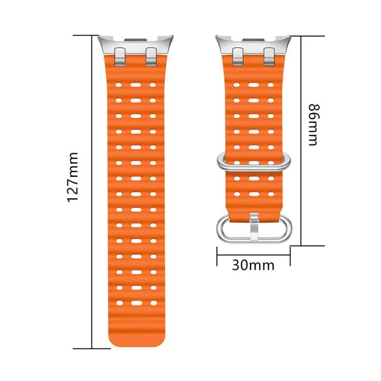 Ocean Breathable Holes Silver Ring Buckle Silicone Watch Band, For Samsung Galaxy Watch8 / Watch8 Classic