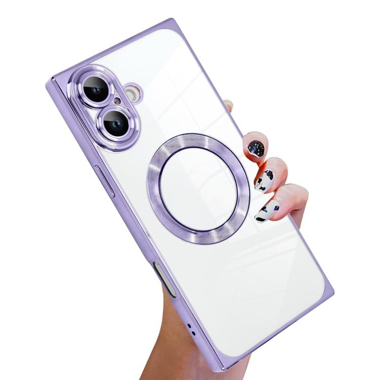 Right Angle Square Electroplated CD Pattern TPU MagSafe Phone Case, For iPhone 16 Plus, For iPhone 16, For iPhone 15 Pro Max, For iPhone 15 Pro, For iPhone 15 Plus, For iPhone 15