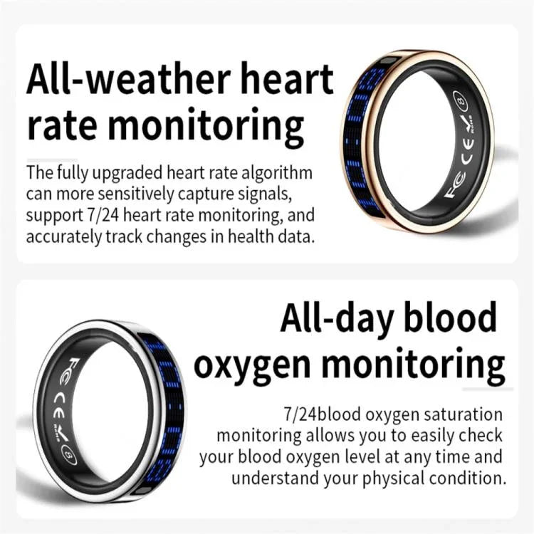 SR16 SIZE 8 Smart Ring, Support Heart Rate / Blood Oxygen / Sleep Monitoring / Multiple Sports Modes