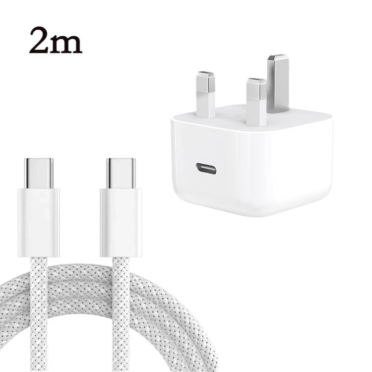 A3365 PD40W USB-C / Type-C Charger with Type-C to Type-C Data Cable, UK Plug, UK Plug + 2m Type-C Cable