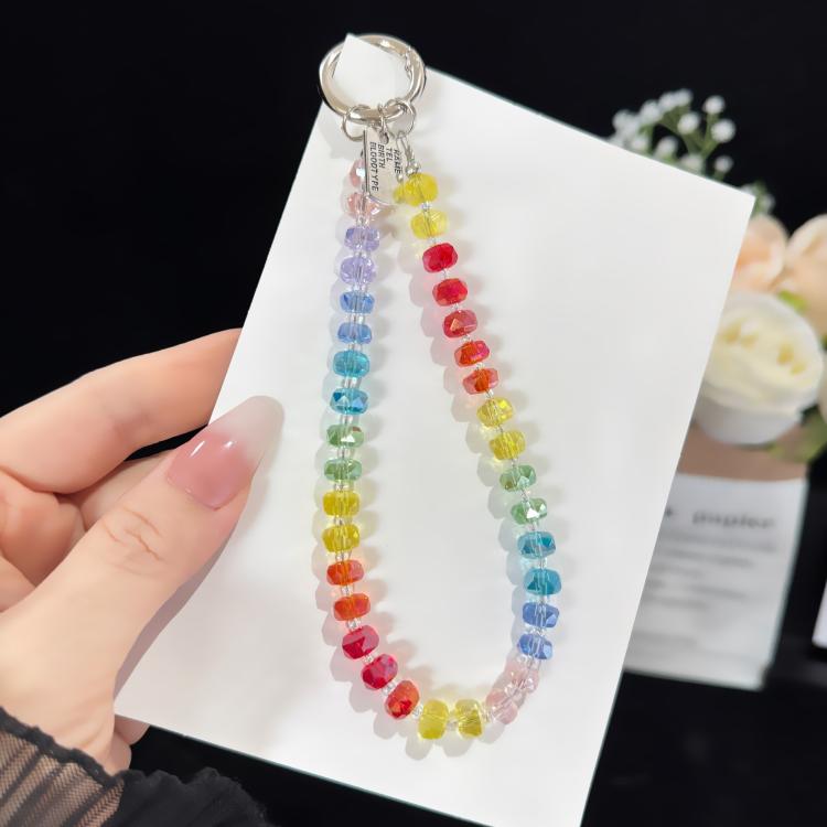 Alloy Tag Rainbow Crystal Phone Chain, Wheel Crystal Spacer Bead Style, Wheel Crystal Style