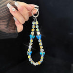 Spellbinding Mirage Crystal Bow Radiant Double Phone Chain, Pink, Gold, White, Gray, Green