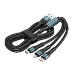 ENKAY 3-in-1 120W USB to 8 Pin / Type-C / Micro USB Nylon Braided Fast Charging Cable, Length: 1.2m, ENK-CB184