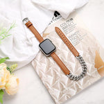 Diamond Encrusted Bracelet Genuine Leather Watch Band, For Apple Watch 46mm / 49mm / 45mm / 44mm, For Apple Watch 42mm / 41mm / 40mm / 38mm