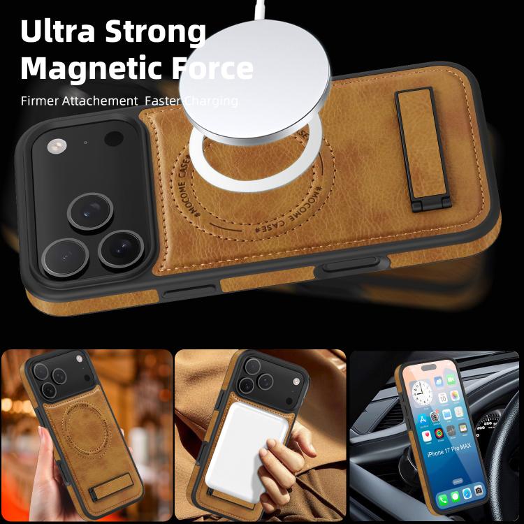 Multi-function Holder MagSafe PU Phone Case, For iPhone 17 Pro Max, For iPhone 17 Pro, For iPhone 17, For iPhone  Air