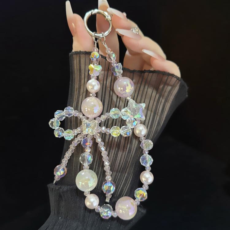 Butterfly Crystal Star Mist Gold-Plated Pearl Bracelet, Red, Orange, Blue