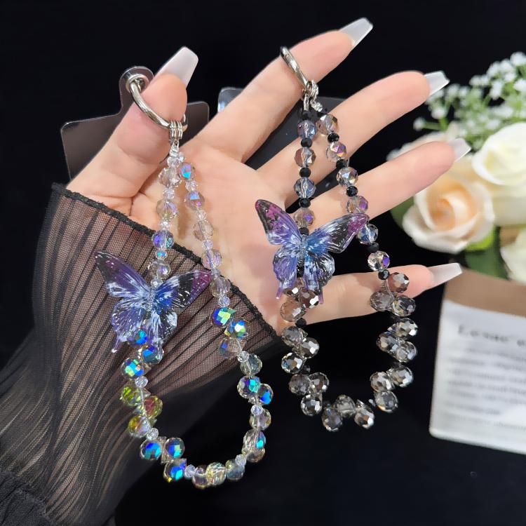 Three-Dimensional Butterfly Crystal Necklace, Pink, Blue