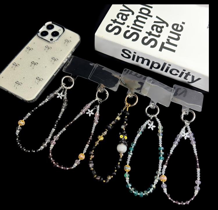 Drilled Floral Crystal Star Necklace, Pink, Green, Blue, Black