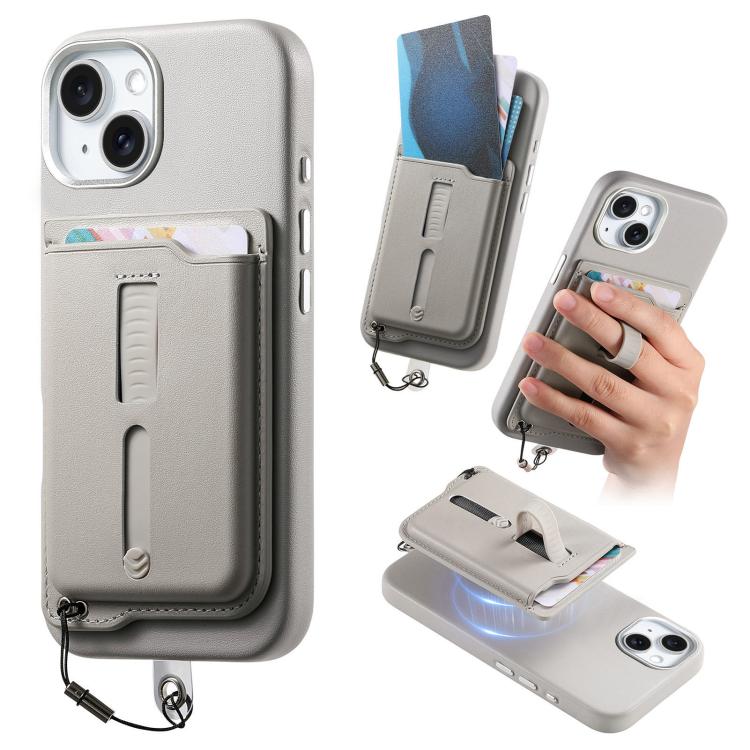 Detachable Magnetic Card Bag Phone Case with Finger Ring Grip & Anti-loss Rope, For iPhone 14, For iPhone 14 Pro, For iPhone 14 Pro Max