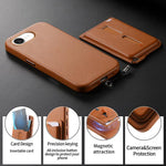 Detachable Magnetic Card Bag Phone Case with Finger Ring Grip & Anti-loss Rope, For iPhone 17e / 16e, For iPhone 17 Pro Max, For iPhone 17 Pro, For iPhone 17, For iPhone Air, For iPhone 16 Plus