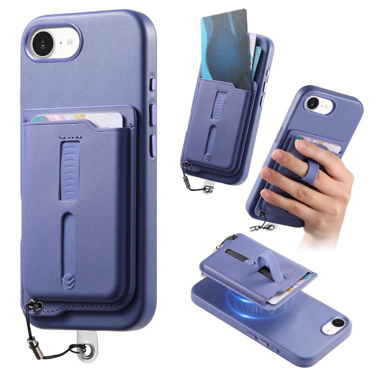 Detachable Magnetic Card Bag Phone Case with Finger Ring Grip & Anti-loss Rope, For iPhone 17e / 16e, For iPhone 17 Pro Max, For iPhone 17 Pro, For iPhone 17, For iPhone Air, For iPhone 16 Plus