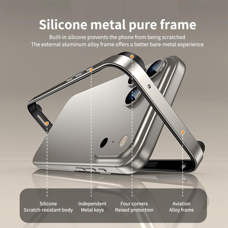 Metal Hybrid Silicone Four-Corner Shockproof Cooling Phone Frame Case, For iPhone 14 Plus, For iPhone 14, For iPhone 14 Pro, For iPhone 14 Pro Max
