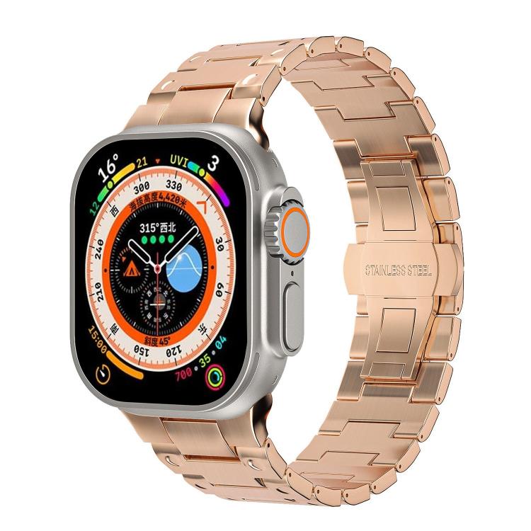 Mechanical-Style Butterfly Clasp Metal Watch Band, For Apple Watch 46mm / 49mm / 45mm / 44mm, For Apple Watch 42mm / 41mm / 40mm / 38mm
