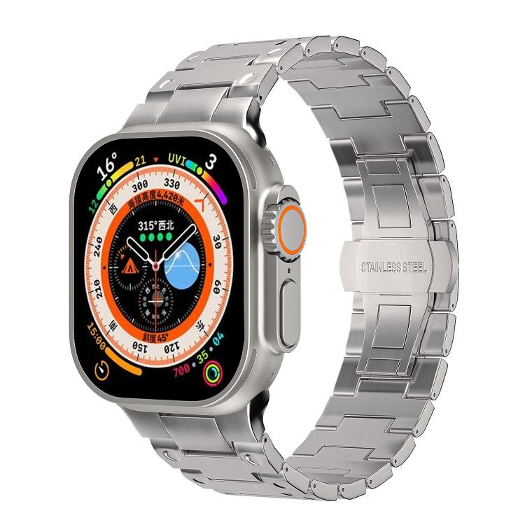 Mechanical-Style Butterfly Clasp Metal Watch Band, For Apple Watch 46mm / 49mm / 45mm / 44mm, For Apple Watch 42mm / 41mm / 40mm / 38mm