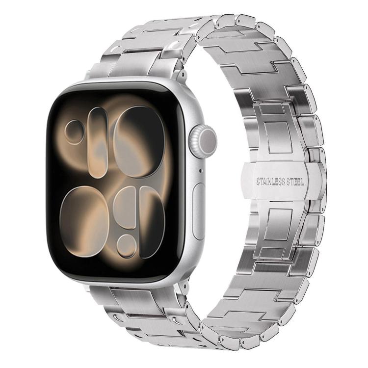 Mechanical-Style Butterfly Clasp Metal Watch Band, For Apple Watch 46mm / 49mm / 45mm / 44mm, For Apple Watch 42mm / 41mm / 40mm / 38mm