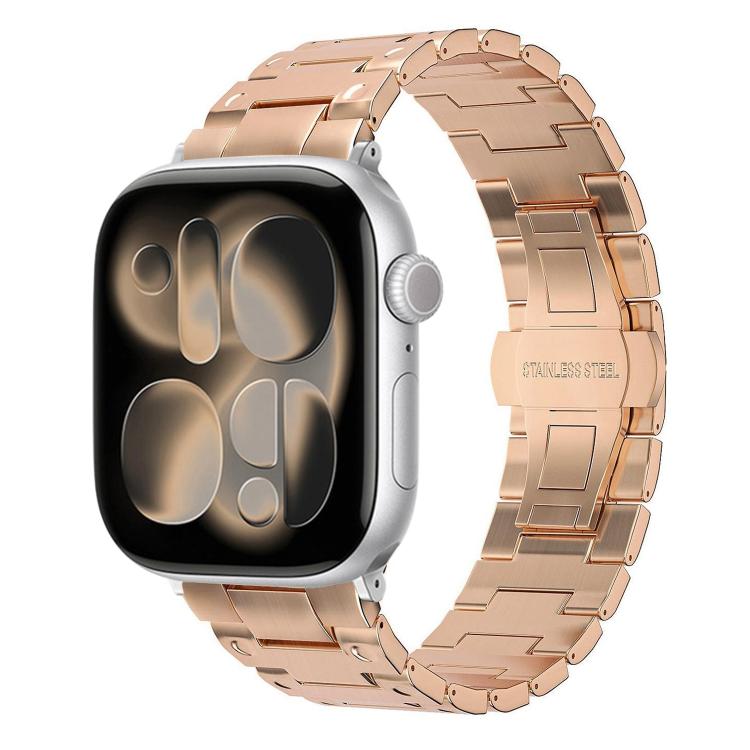 Mechanical-Style Butterfly Clasp Metal Watch Band, For Apple Watch 46mm / 49mm / 45mm / 44mm, For Apple Watch 42mm / 41mm / 40mm / 38mm