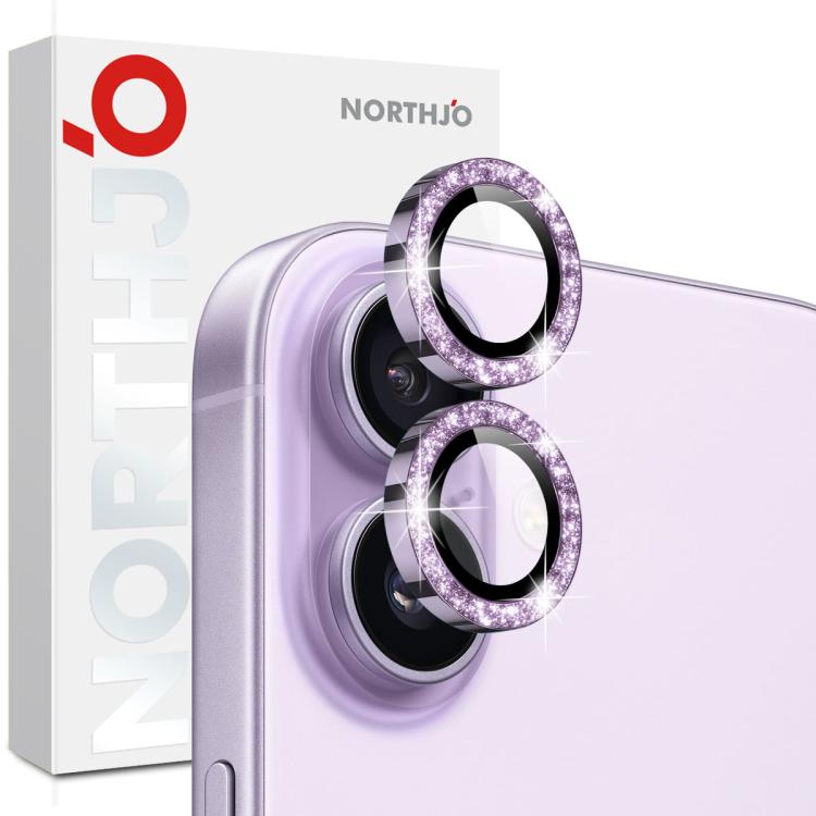 NORTHJO 1 Set Camera Lens Protector Glitter Metal Ring Film, For iPhone 17