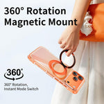 Vacuum-Sealed Transparent Airbag Magnetic Rotation Holder Acrylic Phone Case, For iPhone 17 Pro Max, For iPhone 17 Pro, For iPhone 17