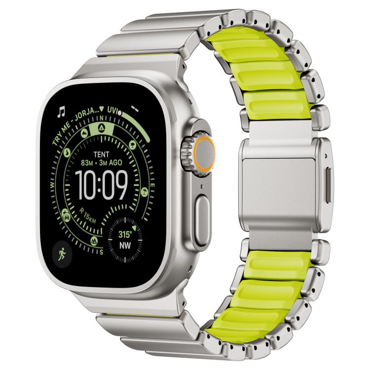 Magnetic Buckle Single-Bead Silicone Stainless Steel Watch Band, For Apple Watch 46mm / 49mm / 45mm / 44mm