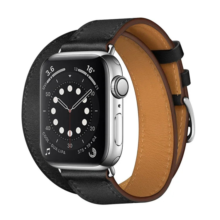 For Apple Watch 3 / 2 / 1 Generation 38mm Universal Leather Double-loop Strap