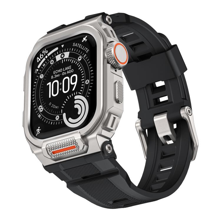 Vibrant Zinc Alloy Cover Integrated Silicone Watch Band, For Apple Watch Series 11 / 10 46mm