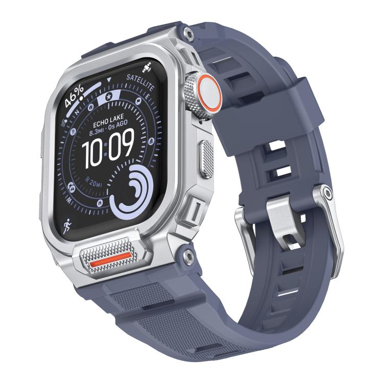 Vibrant Zinc Alloy Cover Integrated Silicone Watch Band, For Apple Watch Series 11 / 10 46mm