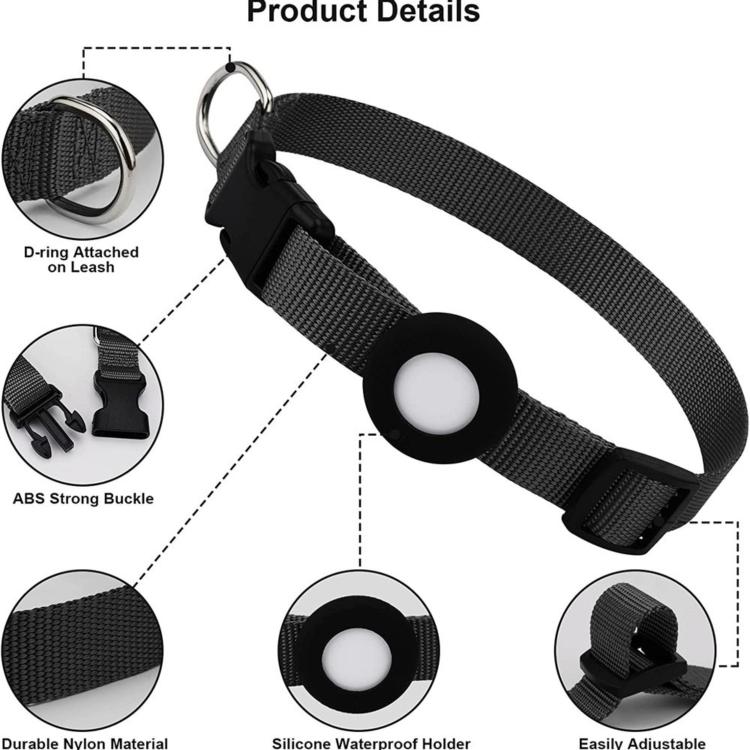 For AirTag 2nd Gen / AirTag 1st Gen Pet Collar Nylon Cat and Dog Collar, S 1.5 x 28 x 39cm, M 2.0 x 34 x 49cm, L 2.5 x 42 x 60cm