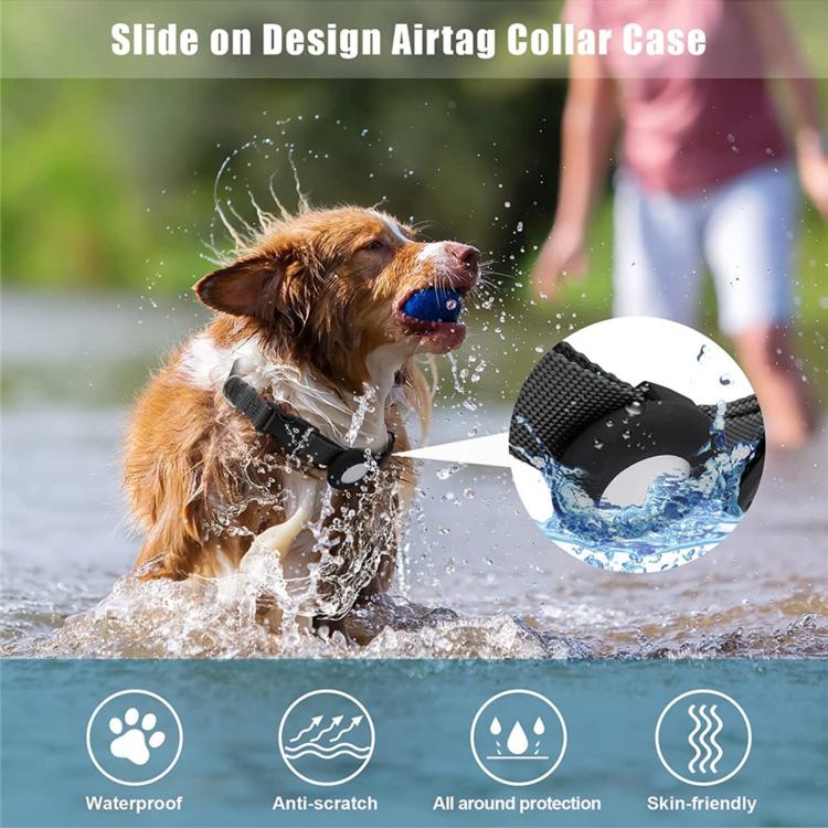 For AirTag 2nd Gen / AirTag 1st Gen Pet Collar Nylon Cat and Dog Collar, S 1.5 x 28 x 39cm, M 2.0 x 34 x 49cm, L 2.5 x 42 x 60cm