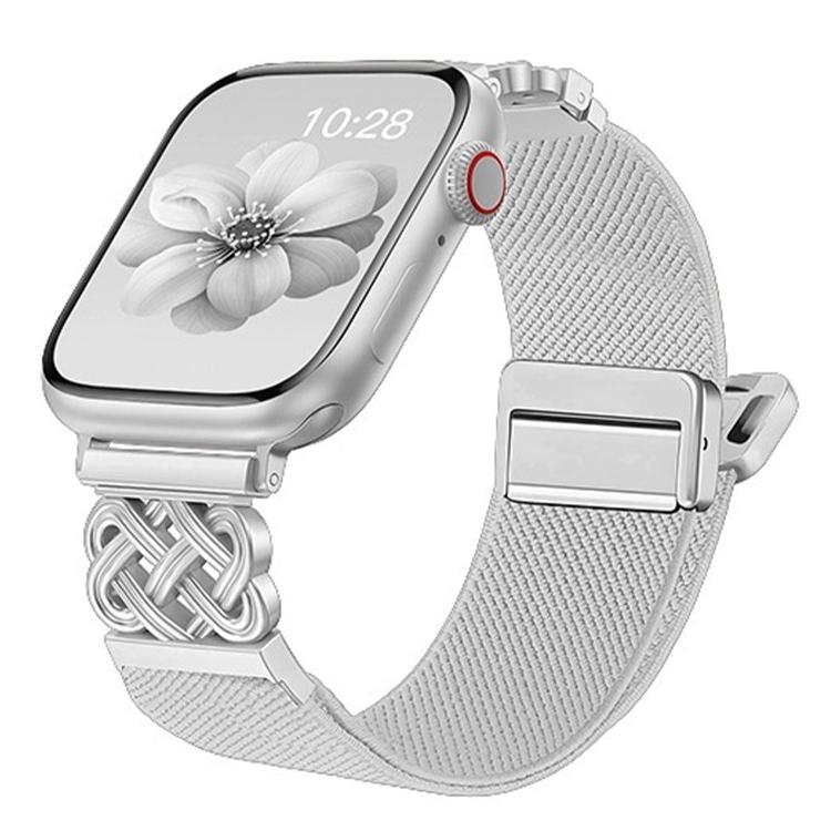 Chinese Knot Magnetic Buckle Twill Stretch Nylon Watch Band, For Apple Watch 49mm / 46mm / 45mm / 44mm, For Apple Watch 42mm / 41mm / 40mm / 38mm