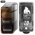 3pcs Easy Install Box Dust-Free 3D Curved Edge Privacy Electroplated Explosion-Proof Tempered Glass Film, For iPhone 17 Pro Max, For iPhone 17 Pro, For iPhone 17, For iPhone Air, For iPhone 16 Pro Max, For iPhone 16 Pro, For iPhone 16                  ...