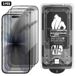 3pcs Easy Install Box Dust-Free 3D Curved Edge Privacy Electroplated Explosion-Proof Tempered Glass Film, For iPhone 17 Pro Max, For iPhone 17 Pro, For iPhone 17, For iPhone Air, For iPhone 16 Pro Max, For iPhone 16 Pro, For iPhone 16                  ...