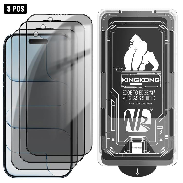 3pcs Easy Install Box Dust-Free 3D Curved Edge Privacy Electroplated Explosion-Proof Tempered Glass Film, For iPhone 17 Pro Max, For iPhone 17 Pro, For iPhone 17, For iPhone Air, For iPhone 16 Pro Max, For iPhone 16 Pro, For iPhone 16                  ...