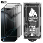 3pcs Easy Install Box Dust-Free 3D Curved Edge Privacy Electroplated Explosion-Proof Tempered Glass Film, For iPhone 17 Pro Max, For iPhone 17 Pro, For iPhone 17, For iPhone Air, For iPhone 16 Pro Max, For iPhone 16 Pro, For iPhone 16                  ...