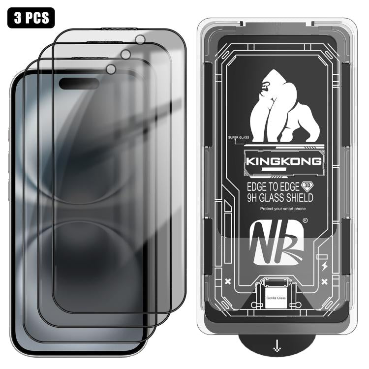 3pcs Easy Install Box Dust-Free 3D Curved Edge Privacy Electroplated Explosion-Proof Tempered Glass Film, For iPhone 17 Pro Max, For iPhone 17 Pro, For iPhone 17, For iPhone Air, For iPhone 16 Pro Max, For iPhone 16 Pro, For iPhone 16                  ...